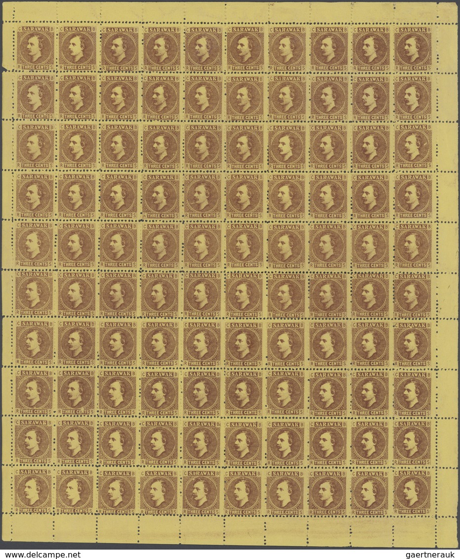 (*) Malaiische Staaten - Sarawak: 1871, Sir Charles Brooke 3c. Brown On Yellow 'Stone 1 - Right Pane A' - Other & Unclassified