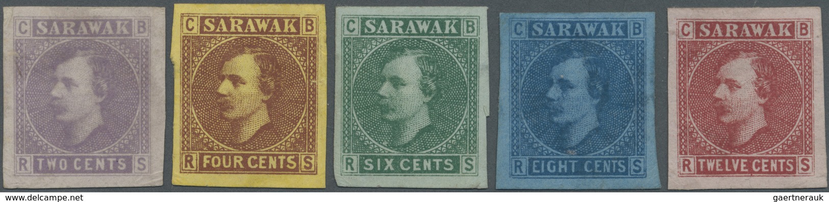 (*) Malaiische Staaten - Sarawak: 1875, Sir Charles Brooke Complete Set Of Five In Imperforate LITHOGRAP - Other & Unclassified
