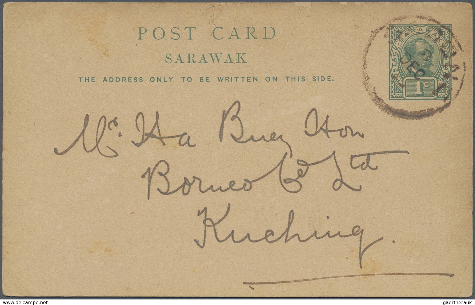 GA Malaiische Staaten - Sarawak: 1903 SADONG: Commercially Used Postal Stationery Card 1c. Green To Kuc - Other & Unclassified