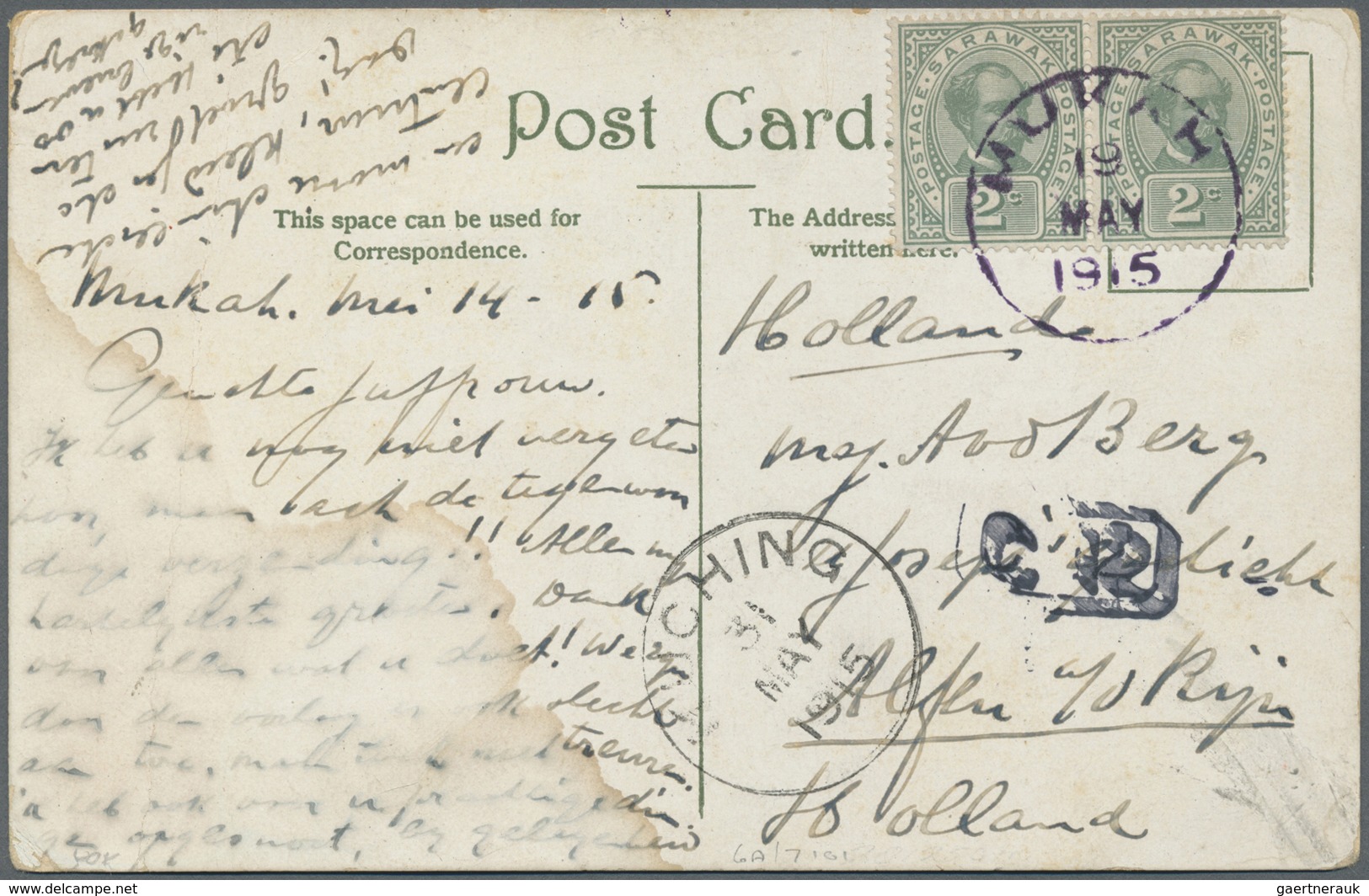 Br Malaiische Staaten - Sarawak: 1915. Picture Post Card (water Traces) Of 'St Joseph's Institution, Si - Andere & Zonder Classificatie