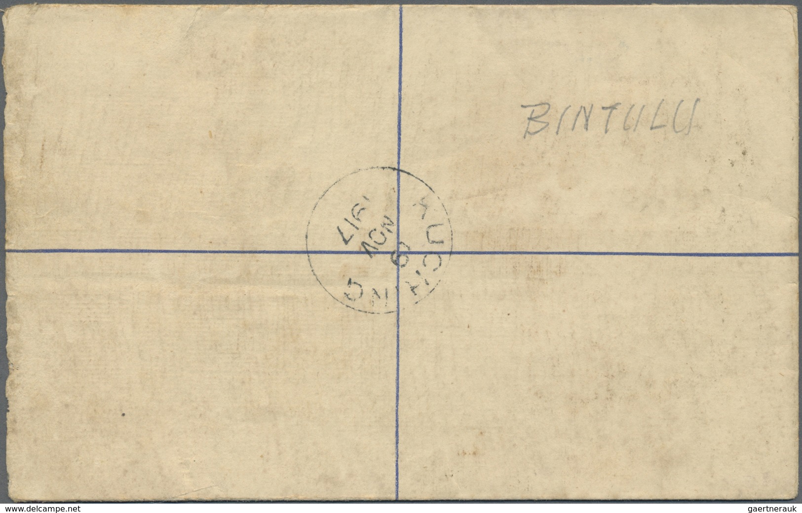 GA Malaiische Staaten - Sarawak: 1917, 10 C Blue Registered Pse, Uprated With 2 C Green, Sent With Viol - Other & Unclassified