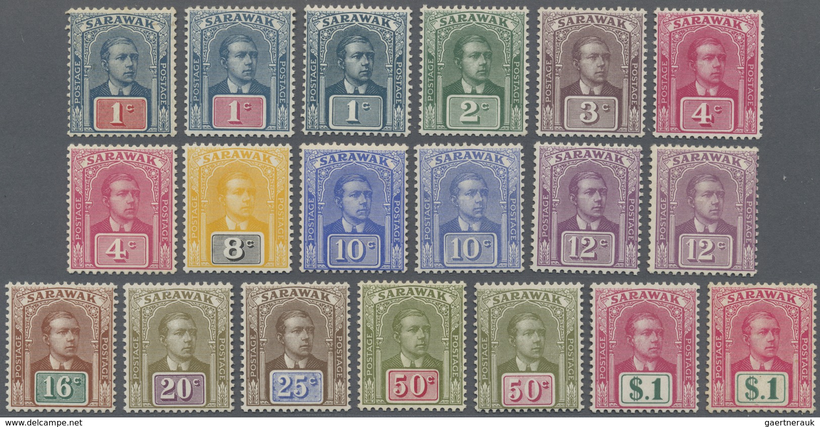 **/* Malaiische Staaten - Sarawak: 1918, Sir Charles Vyner Brooke Complete Set Incl. Several Additional S - Andere & Zonder Classificatie