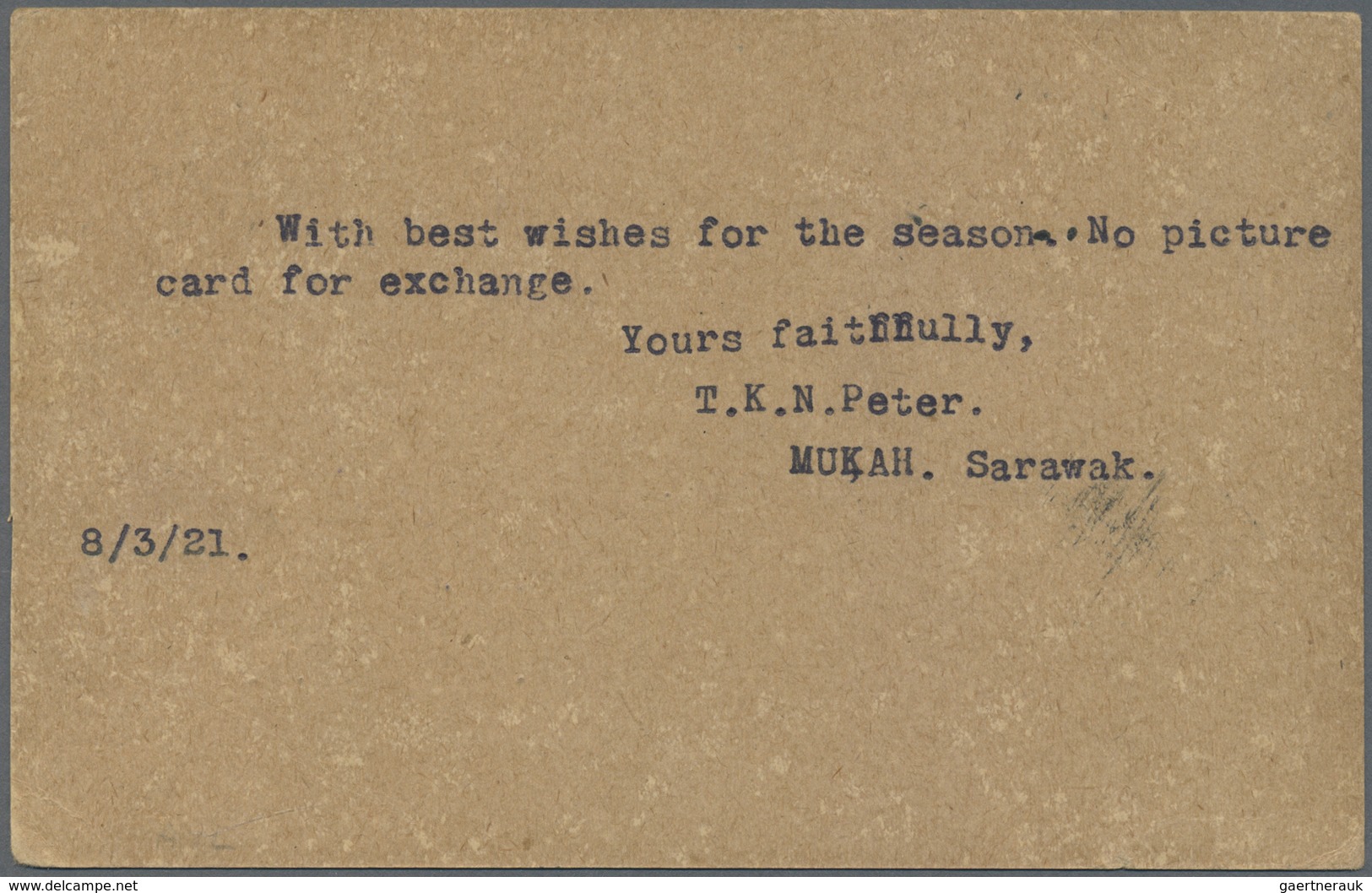 GA Malaiische Staaten - Sarawak: 1921, 4 C Carmine Postal Stationery Card, Sent From MUKAH, 14.MAR 21, - Andere & Zonder Classificatie