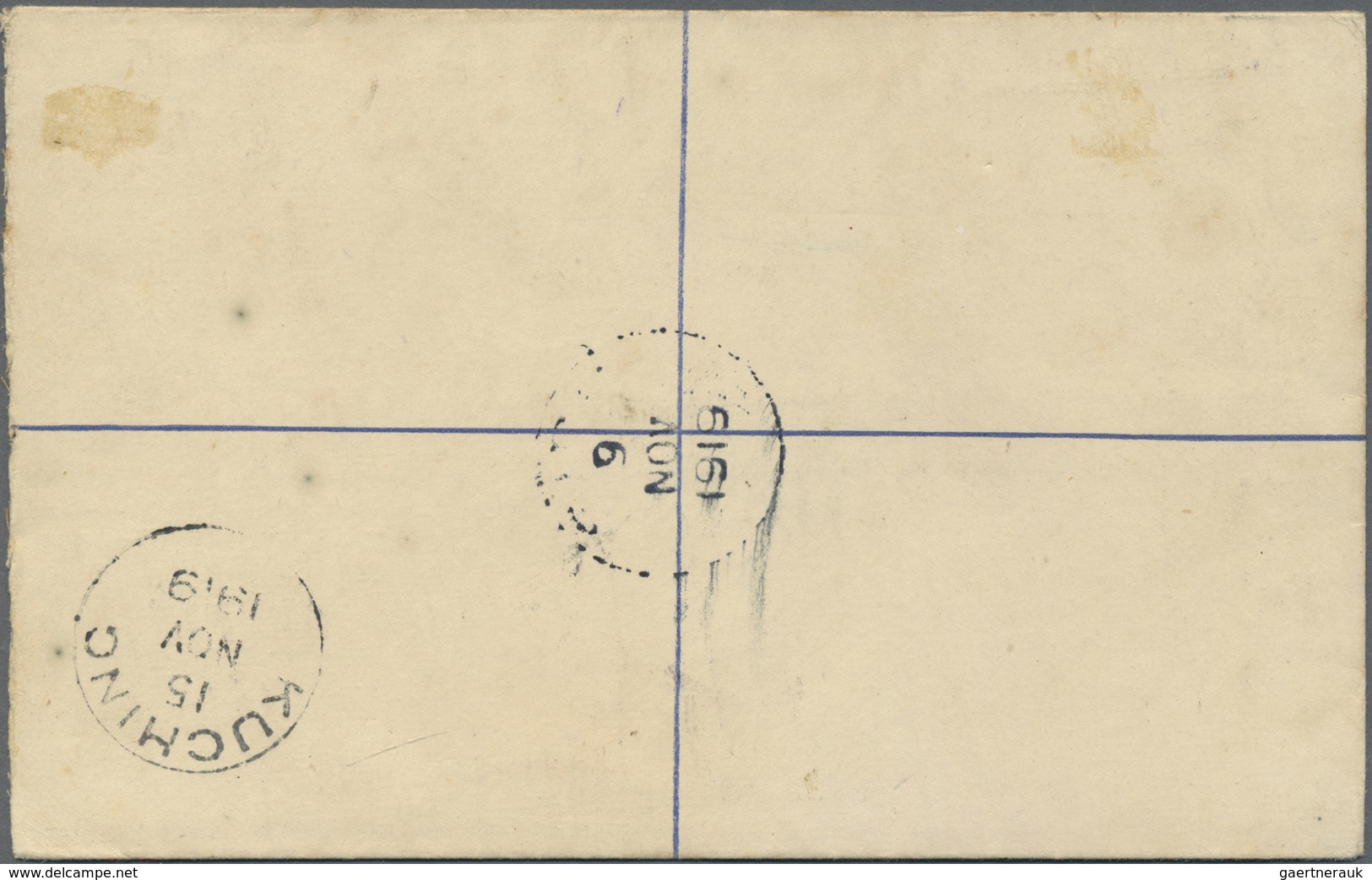 GA Malaiische Staaten - Sarawak: 1919, 10 C Blue Registered Pse, Uprated With 3 C Brown-purple, Sent Fr - Andere & Zonder Classificatie