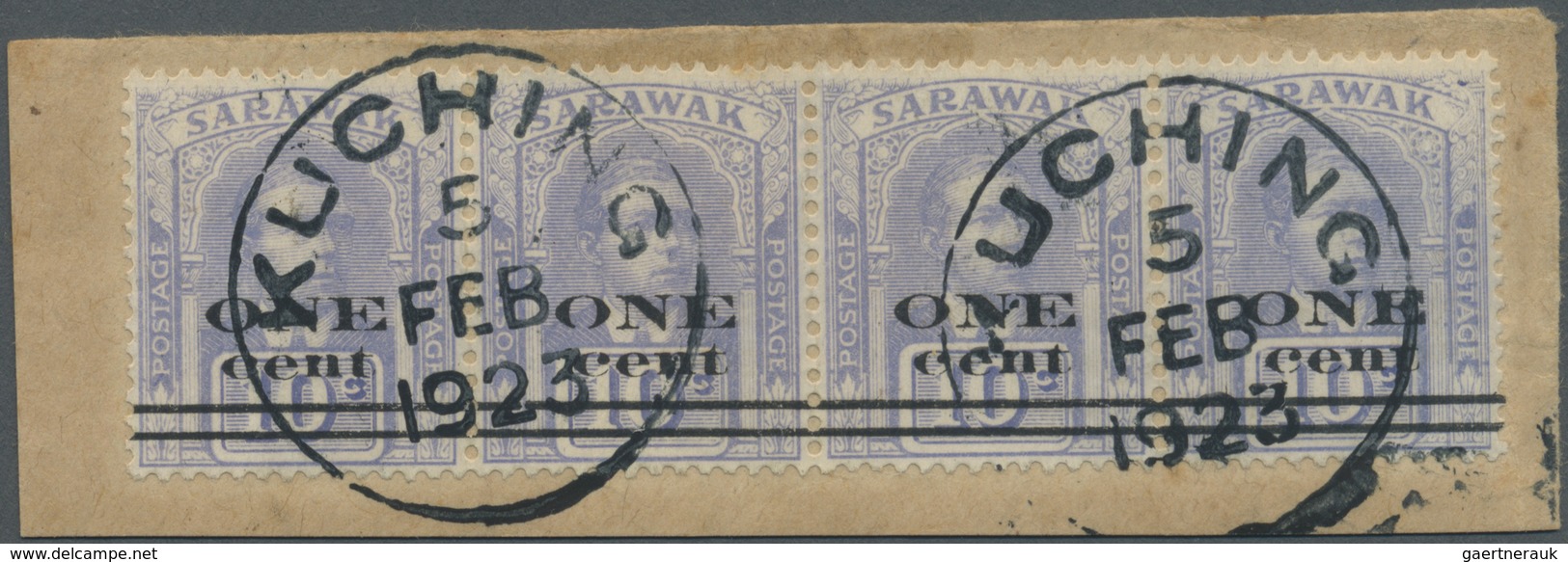 Brfst Malaiische Staaten - Sarawak: 1923, Sir Charles Vyner Brooke 1st Printing Surcharge (bars 1¼ Mm Apar - Other & Unclassified