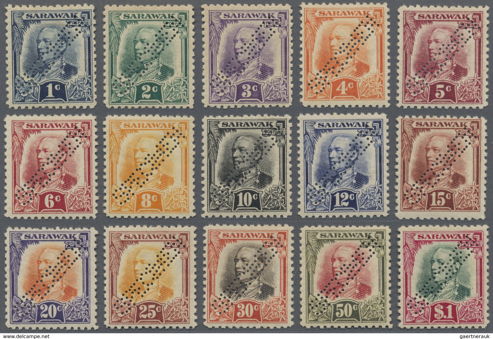 */** Malaiische Staaten - Sarawak: 1932, Sir Charles Vyner Brooke Complete Set Of 15 Perforated SPECIMEN, - Other & Unclassified