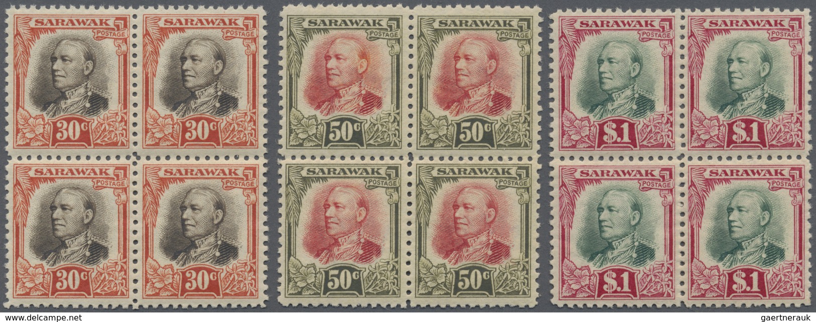 ** Malaiische Staaten - Sarawak: 1932, Sir Charles Vyner Brooke Complete Set Of 15 In Blocks Of Four, M - Andere & Zonder Classificatie