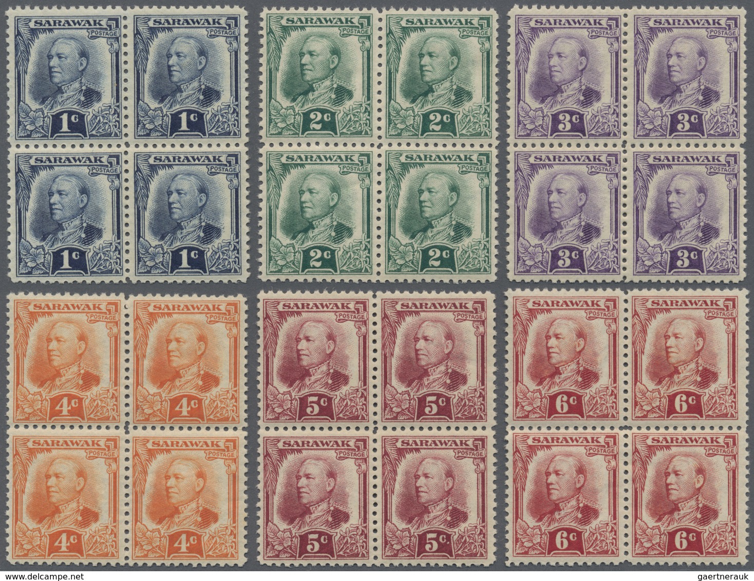 ** Malaiische Staaten - Sarawak: 1932, Sir Charles Vyner Brooke Complete Set Of 15 In Blocks Of Four, M - Other & Unclassified