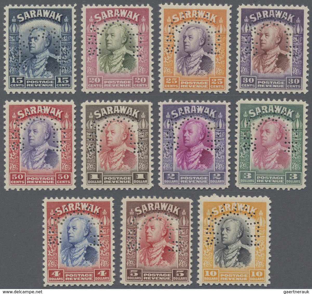 * Malaiische Staaten - Sarawak: 1934, Sir Charles Vyner Brooke Complete Set Of 26 Perforated SPECIMEN, - Other & Unclassified