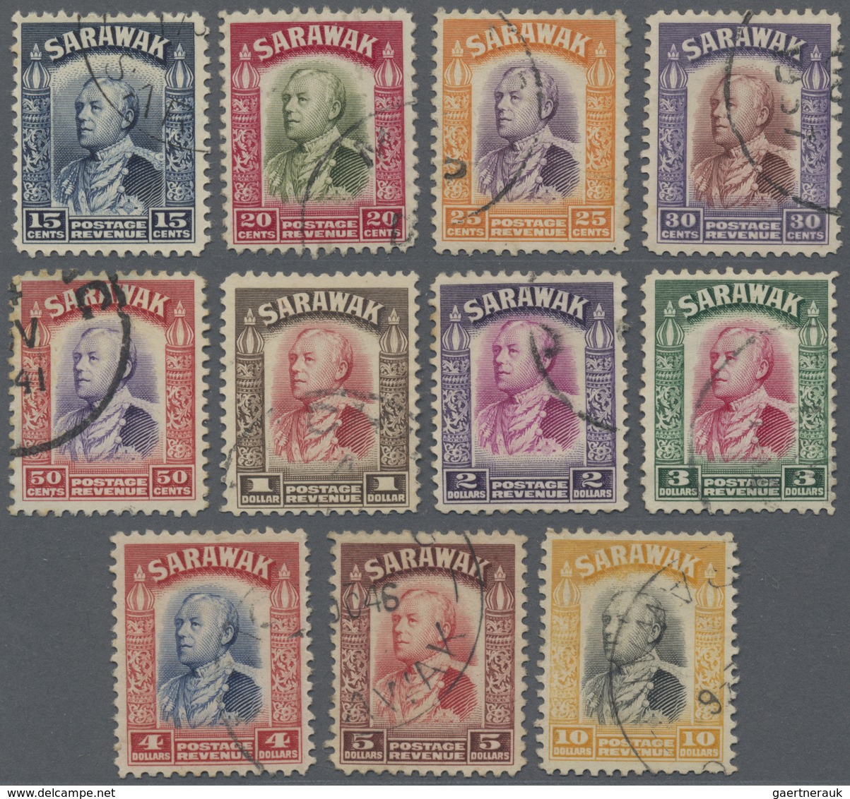 O Malaiische Staaten - Sarawak: 1934, Sir Charles Vyner Brooke Complete Set Of 26 Very Fine Used, Scar - Other & Unclassified