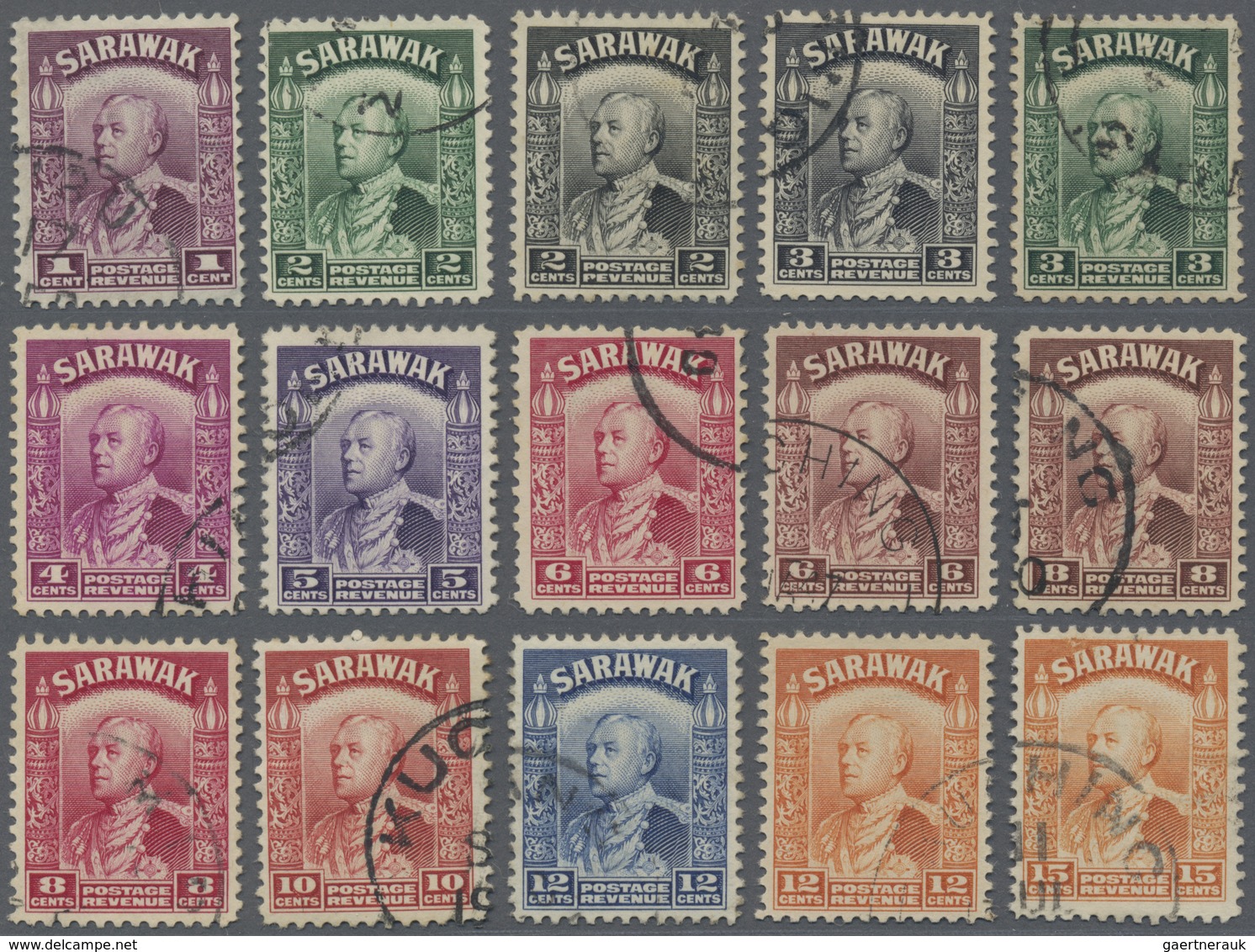 O Malaiische Staaten - Sarawak: 1934, Sir Charles Vyner Brooke Complete Set Of 26 Very Fine Used, Scar - Andere & Zonder Classificatie