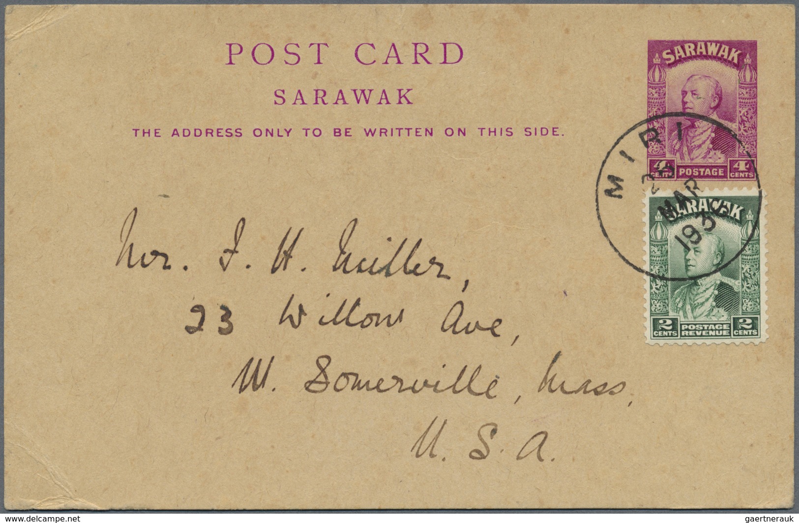 GA Malaiische Staaten - Sarawak: 1936/1938 MIRI: Pair Of Diff. Postal Stationery Cards Used From Miri T - Other & Unclassified