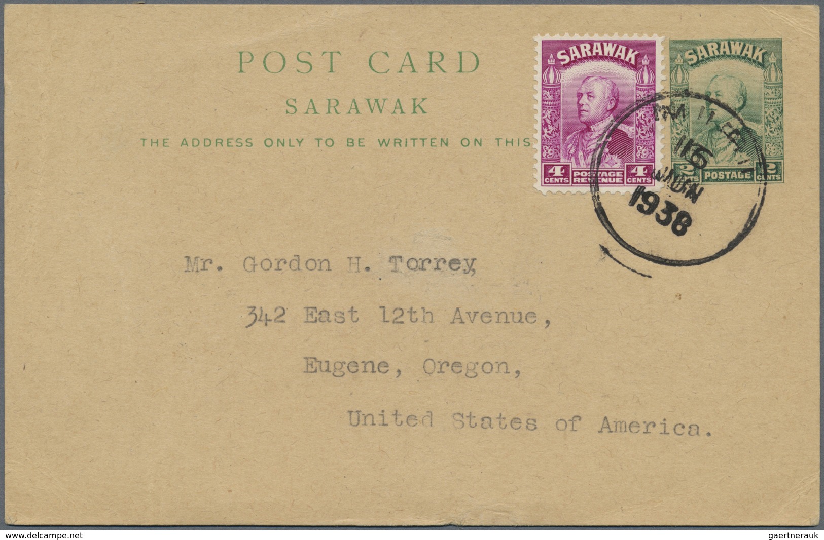 GA Malaiische Staaten - Sarawak: 1936/1938 MIRI: Pair Of Diff. Postal Stationery Cards Used From Miri T - Other & Unclassified