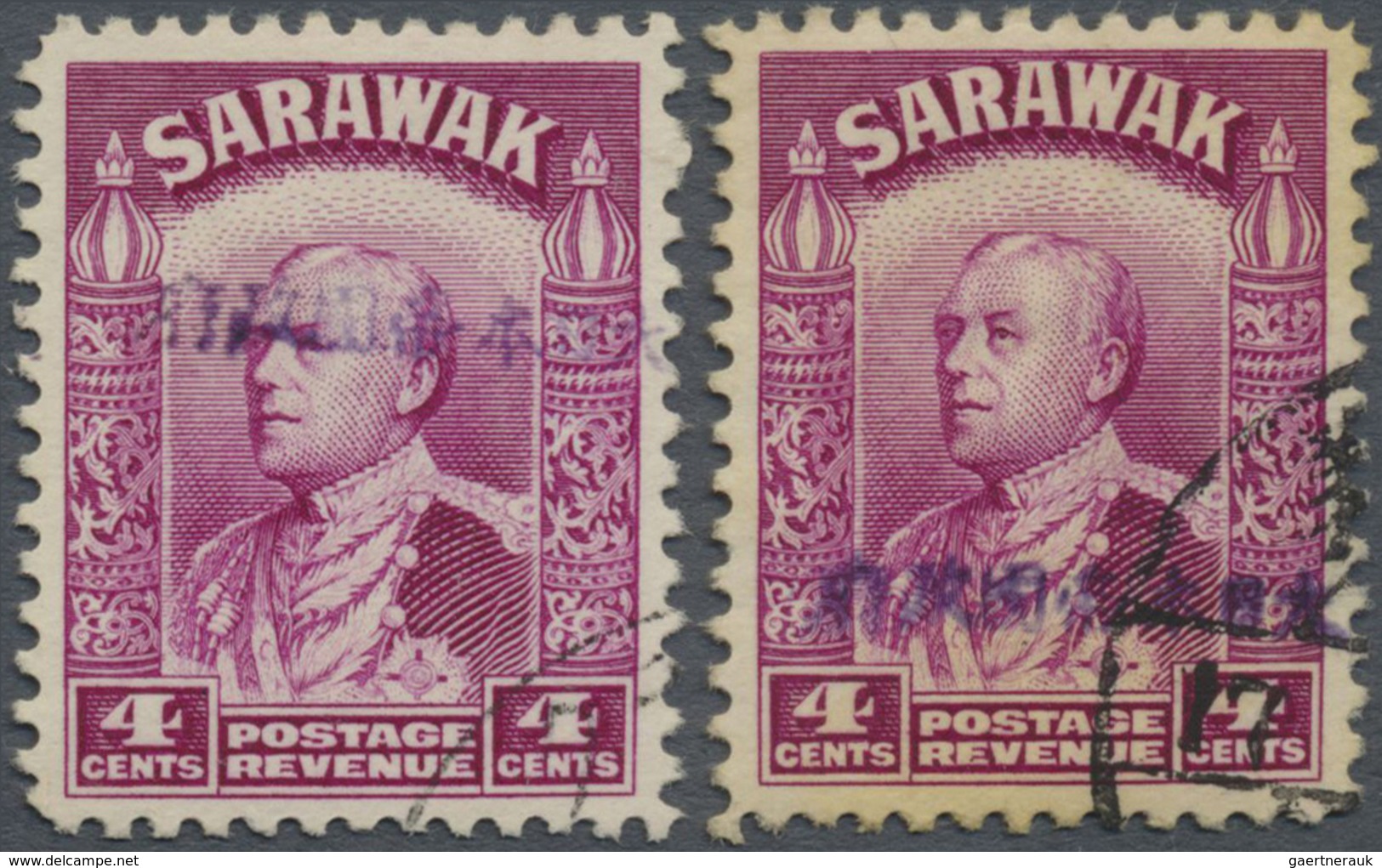 O Malaiische Staaten - Sarawak: Japanese Occupation, 1942, 4 C. Bright Purple With Violet Resp. Black - Other & Unclassified