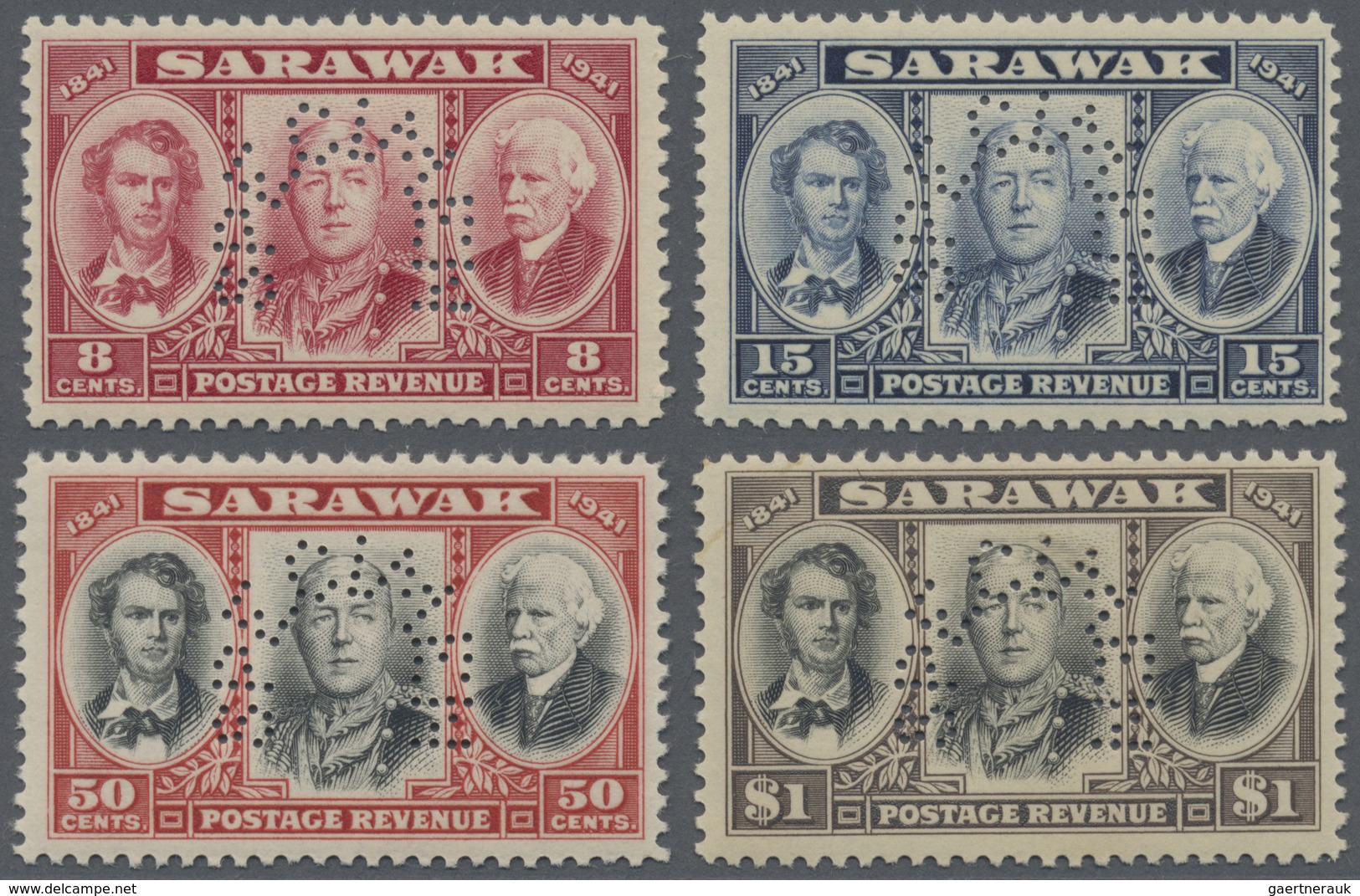 ** Malaiische Staaten - Sarawak: 1946, Centenary Issue Complete Set Of Four (Sir James Brooke, Sir Char - Andere & Zonder Classificatie