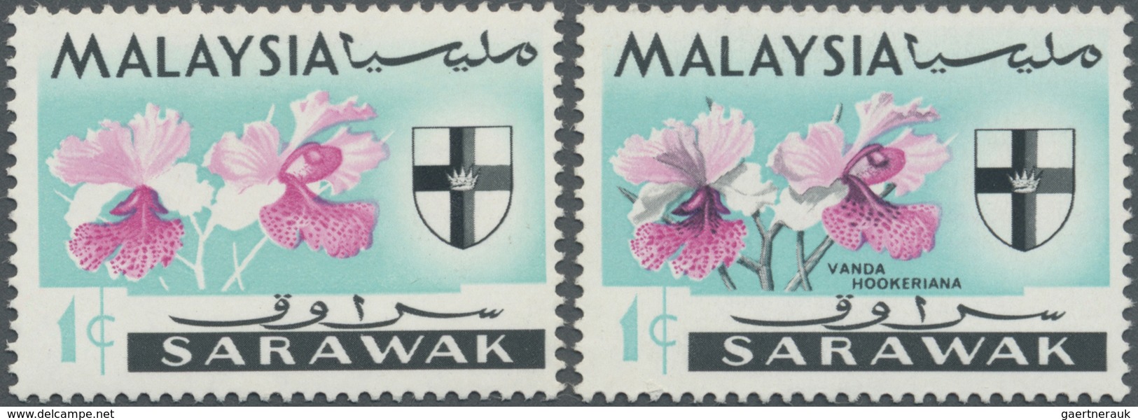 ** Malaiische Staaten - Sarawak: 1965, Orchids 1c. 'Vanda Hookeriana' With GREY OMITTED, Mint Never Hin - Andere & Zonder Classificatie