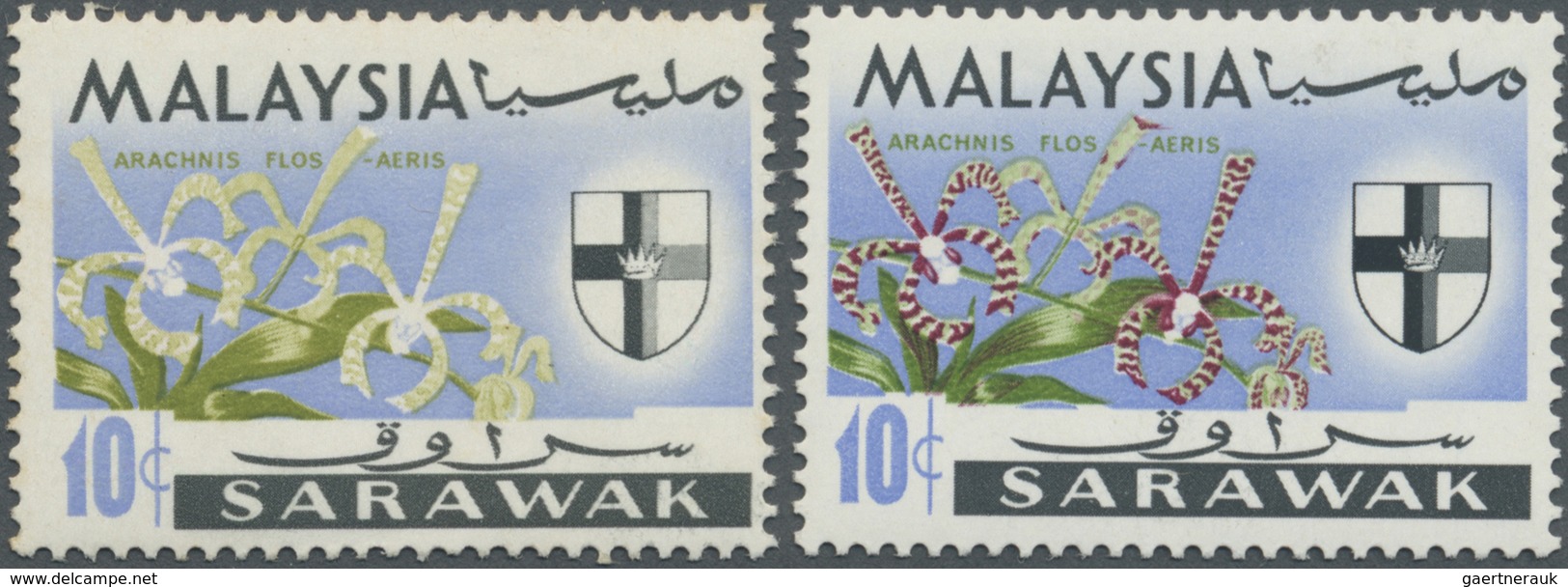 ** Malaiische Staaten - Sarawak: 1965, Orchids 10c. 'Arachnanthe Moschifera' With RED OMITTED (part Of - Andere & Zonder Classificatie