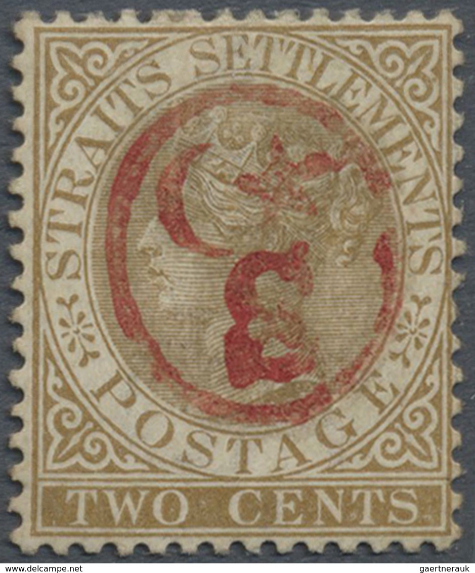 * Malaiische Staaten - Selangor: 1878 Straits Settlements 2c. Brown, Wmk Crown CA, Optd. By Red "Star - Selangor