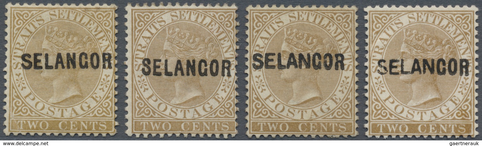 */(*) Malaiische Staaten - Selangor: 1881/1882, Straits Settlements QV 2c. Brown With Wmk. Crown CC Four S - Selangor