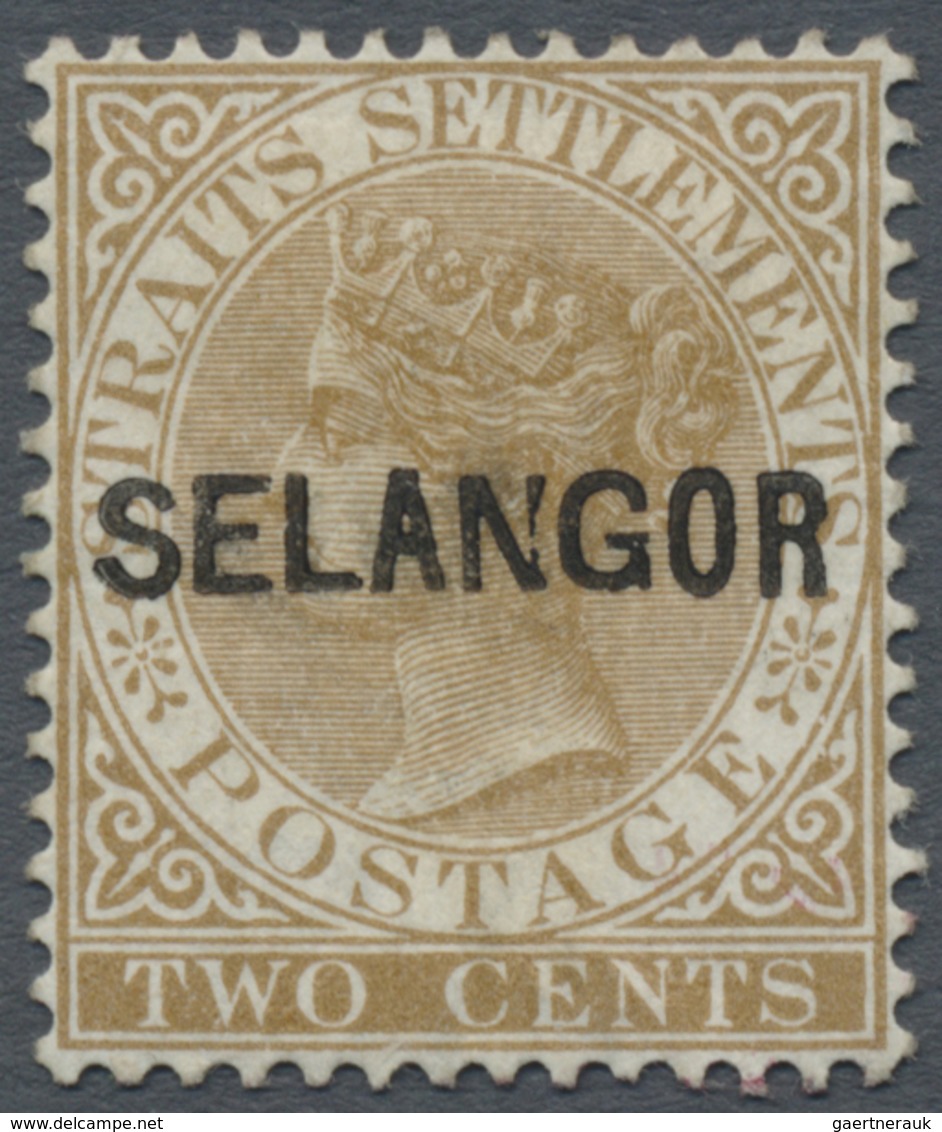 * Malaiische Staaten - Selangor: 1882-83 2c. Brown, Wmk Crown CA, Overprinted Type 9, Mint Lightly Hin - Selangor