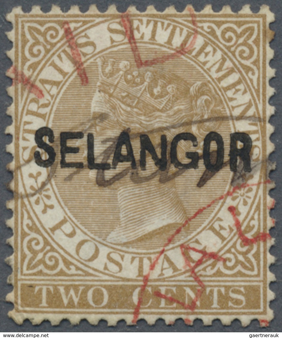 O Malaiische Staaten - Selangor: 1882-83 2c. Brown, Wmk Crown CA, Optd. By Type 11, Used And Cancelled - Selangor