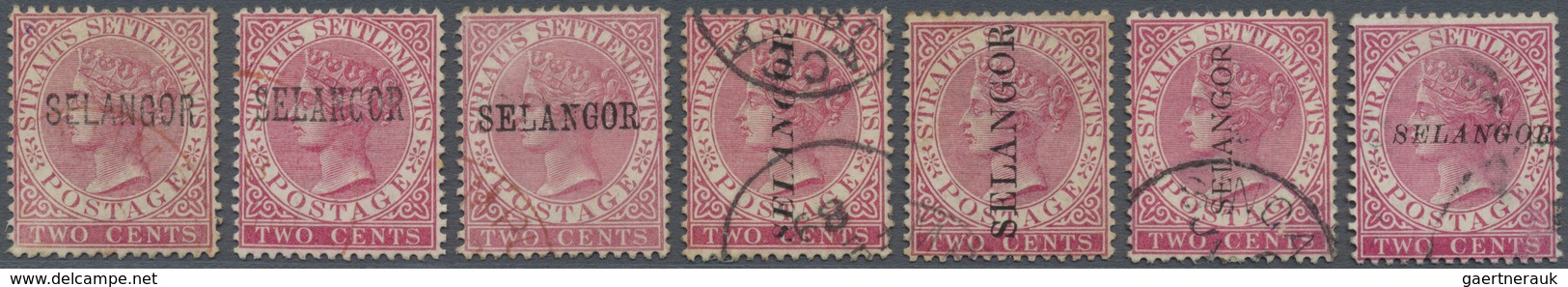 O Malaiische Staaten - Selangor: 1885/1891, Straits Settlements QV 2c. Pale Or Bright Rose With Wmk. C - Selangor