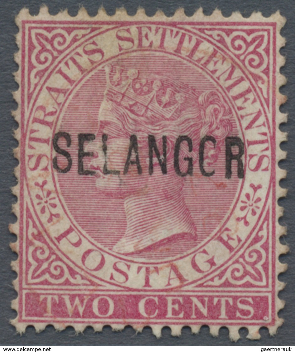 O Malaiische Staaten - Selangor: 1885, Straits Settlements QV 2c. Pale Rose With 'SELANGOR' Opt. In Ty - Selangor