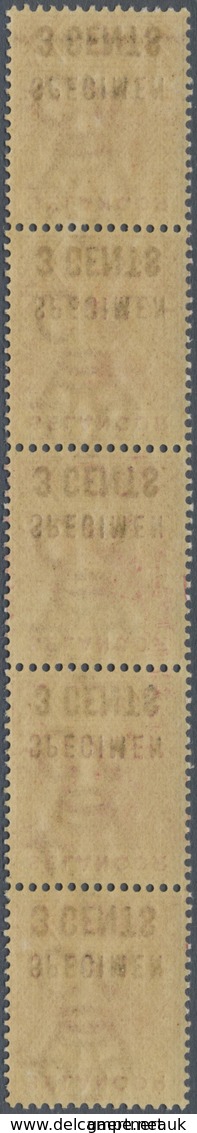 ** Malaiische Staaten - Selangor: 1894, Tiger Stamp 3c. On 5c. Rose With Black SPECIMEN Opt. Vertical S - Selangor