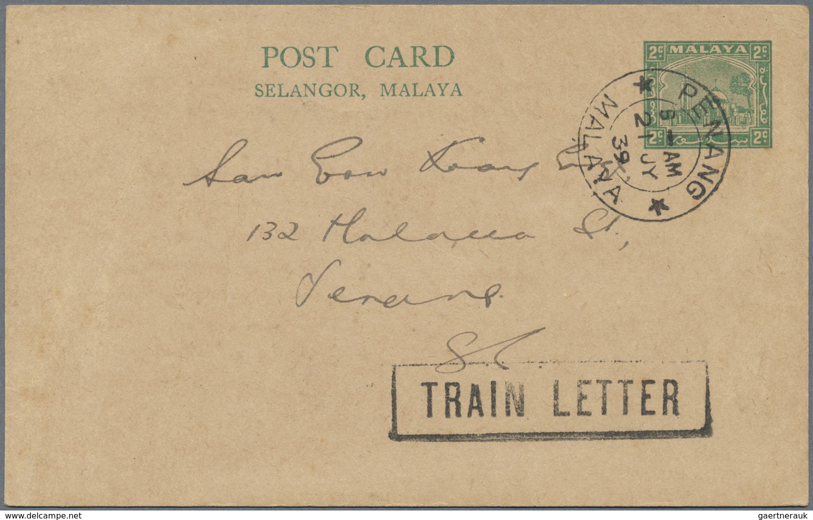 GA Malaiische Staaten - Selangor: 1939, 2 C Green Postal Stationery Card, Written In Kuala Lumpur, Post - Selangor