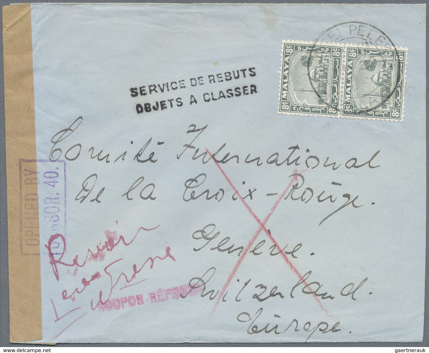 Br Malaiische Staaten - Selangor: 1941, 2 X 8 C Grey Multiple Franking On Cover From SUNGEI PELEK, 11.S - Selangor