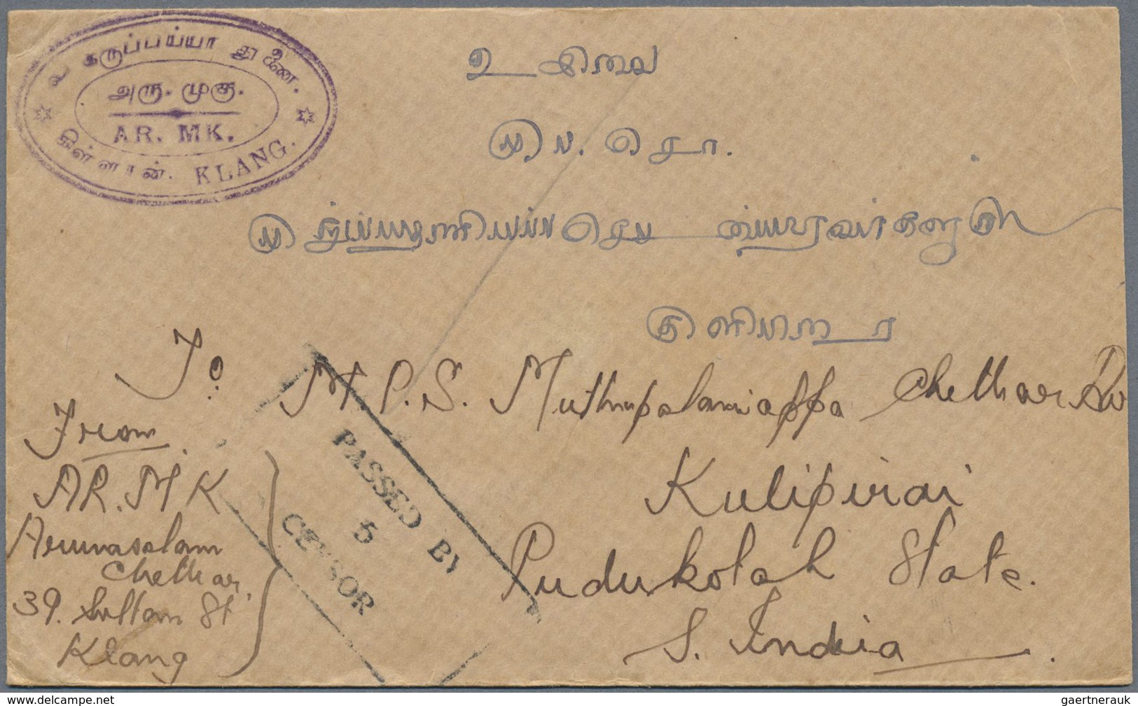 Br Malaiische Staaten - Selangor: 1939, 8 C Grey Mosque Single Franking On Cover From KLANG, 20.OC 39, - Selangor