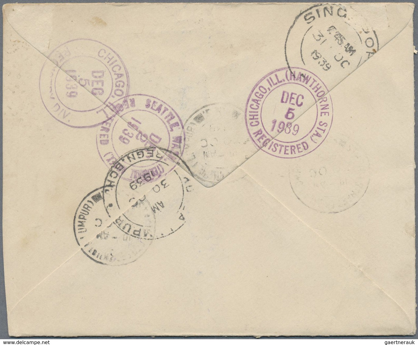 GA Malaiische Staaten - Selangor: 1939, 5 C Brown Stationery Envelope, Uprated With 10 C Dull Purple An - Selangor