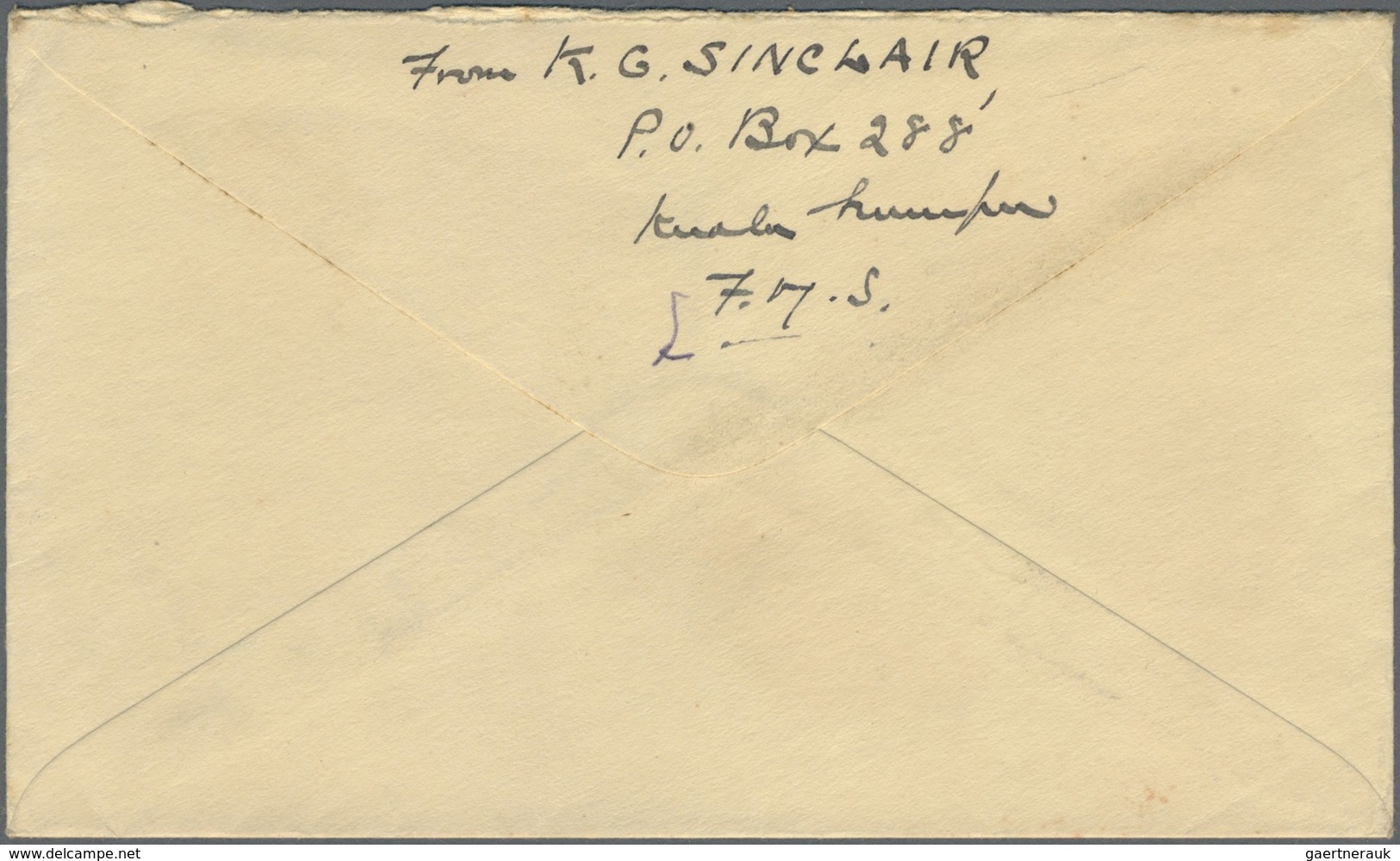 Br Malaiische Staaten - Selangor: 1941, 50 Cents Meter Airmail Cover From KUALA LUMPUR, 25.VIII 41, Alo - Selangor