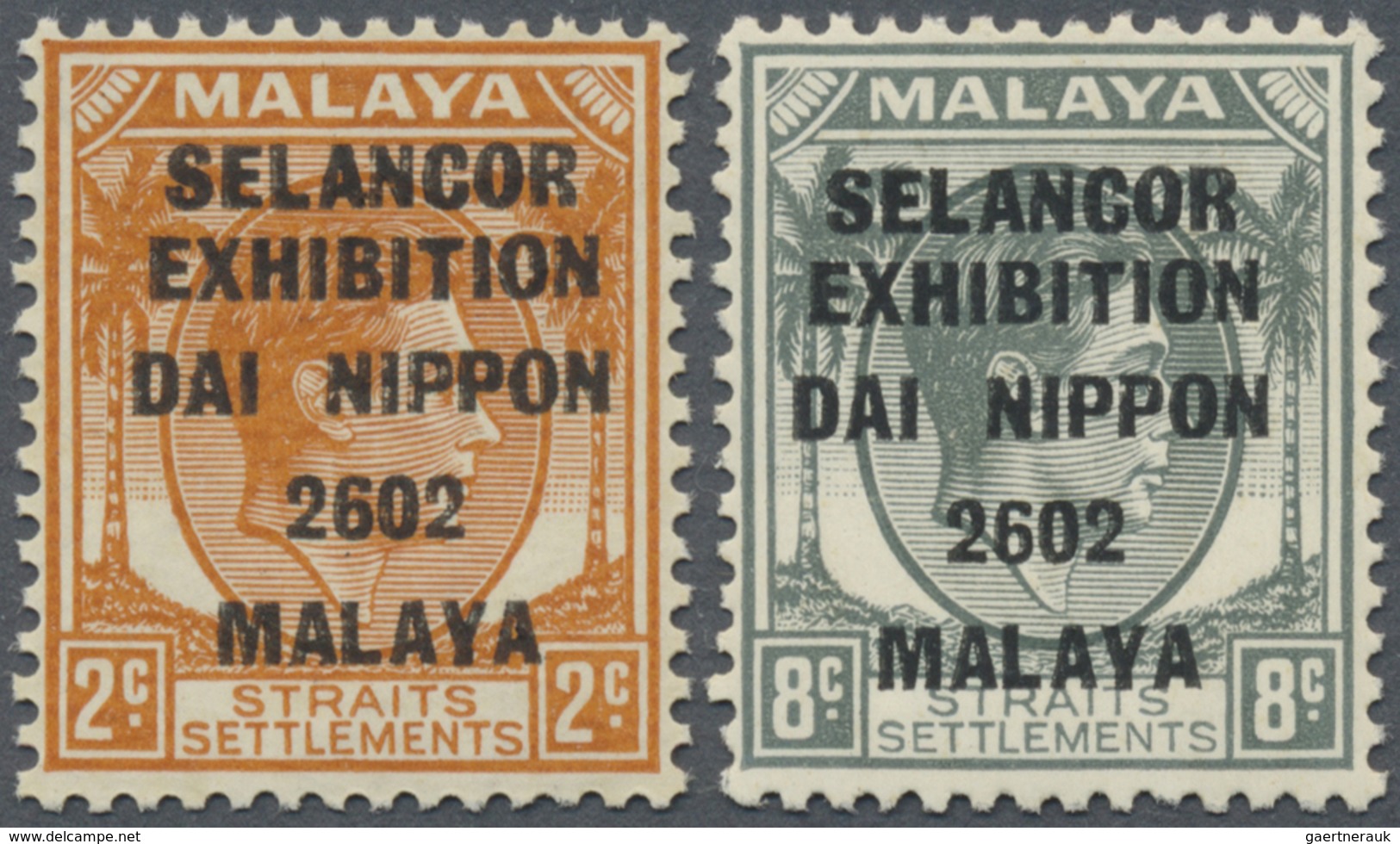 ** Malaiische Staaten - Selangor: Japanese Occupation, 1942, Selangor Exhibition Ovpts, Error "C" For " - Selangor