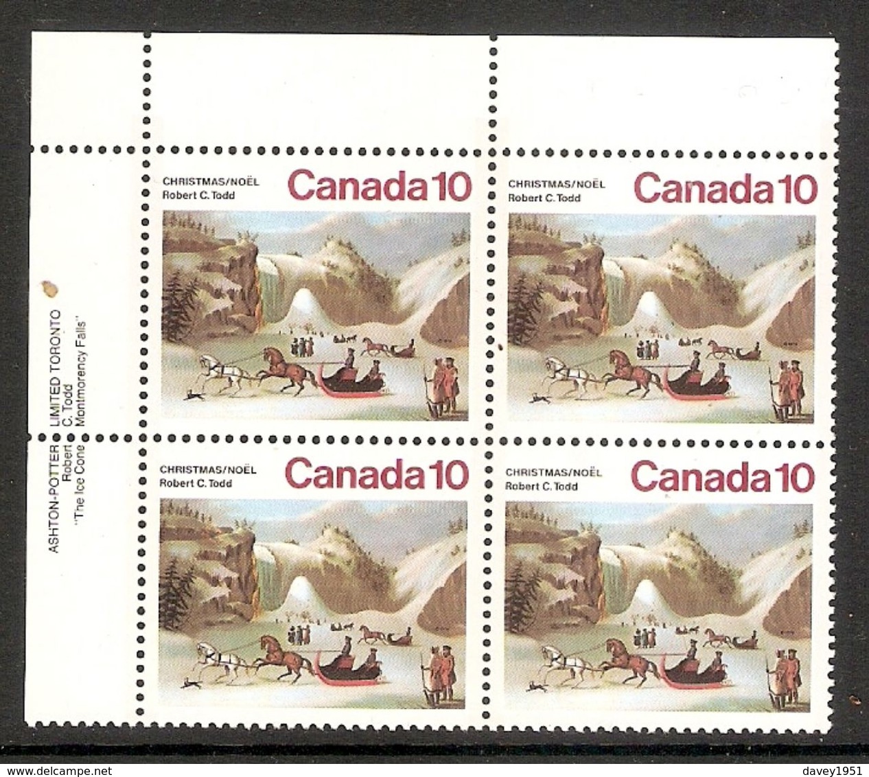 006354 Canada 1974 Christmas 10c Plate Block UL MNH - Números De Planchas & Inscripciones