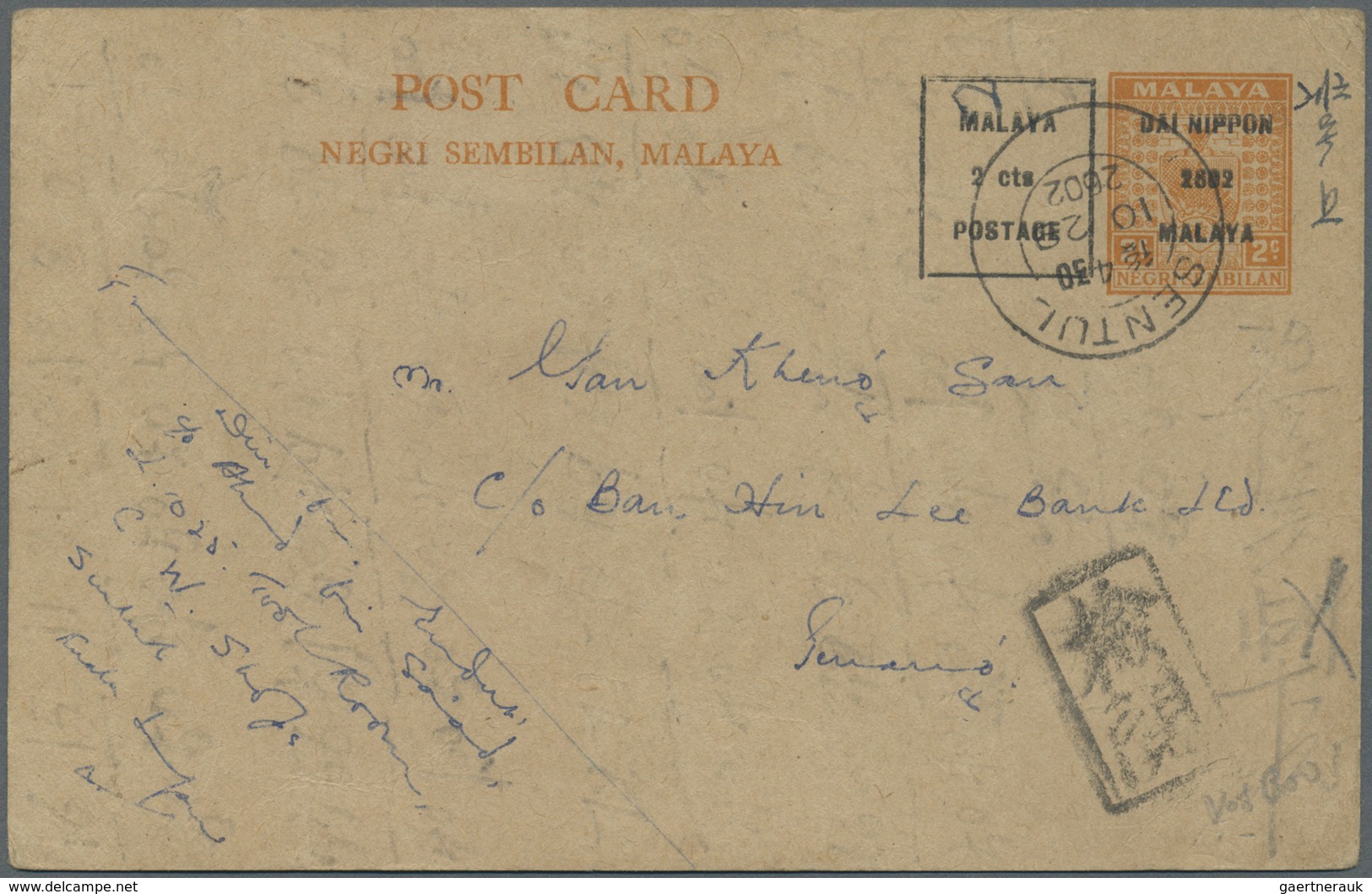 GA Malaiische Staaten - Selangor: General Issues, Used In Selangor /KL, 1942, Stationery Card Negri Sem - Selangor