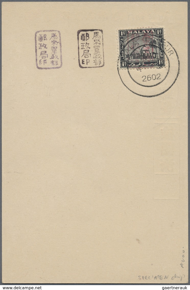 Brfst Malaiische Staaten - Selangor: General Issues, 1942, Sample Strike Card: Small Seal In Reddish Brown - Selangor