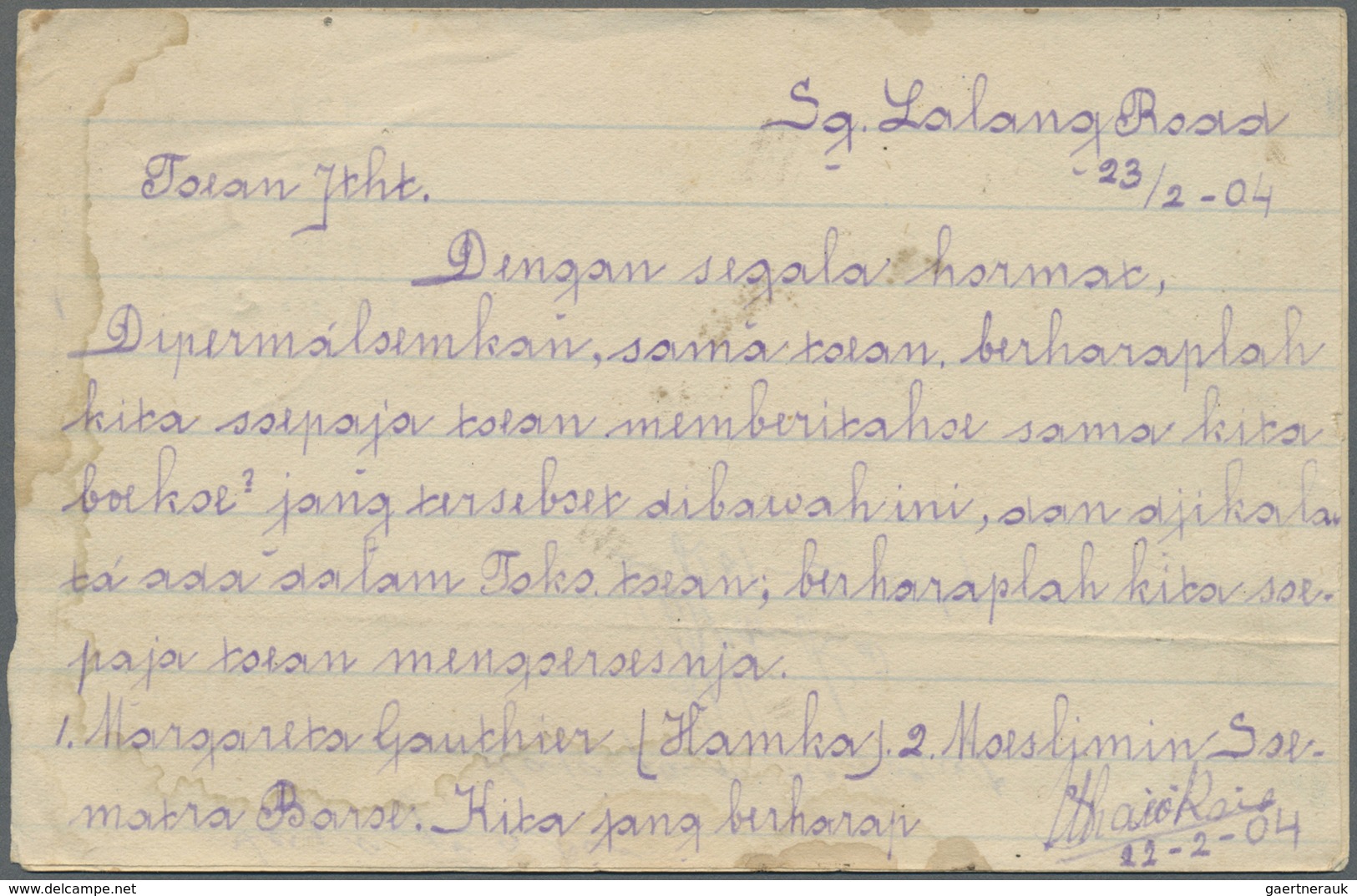 GA Malaiische Staaten - Selangor: General issues, 1943/45, used in Selangor: stationery card 4 C. (10)