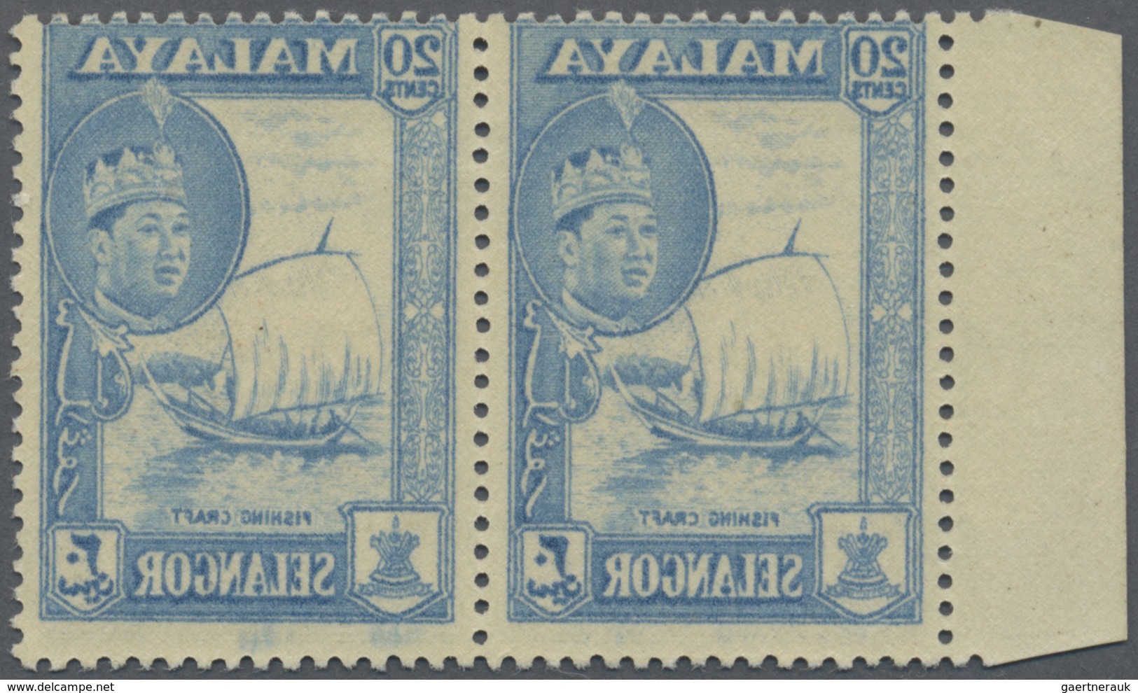 ** Malaiische Staaten - Selangor: 1961, Sultan Salahuddin Abdul Aziz Pictorial Definitive 20c. Blue 'Fi - Selangor