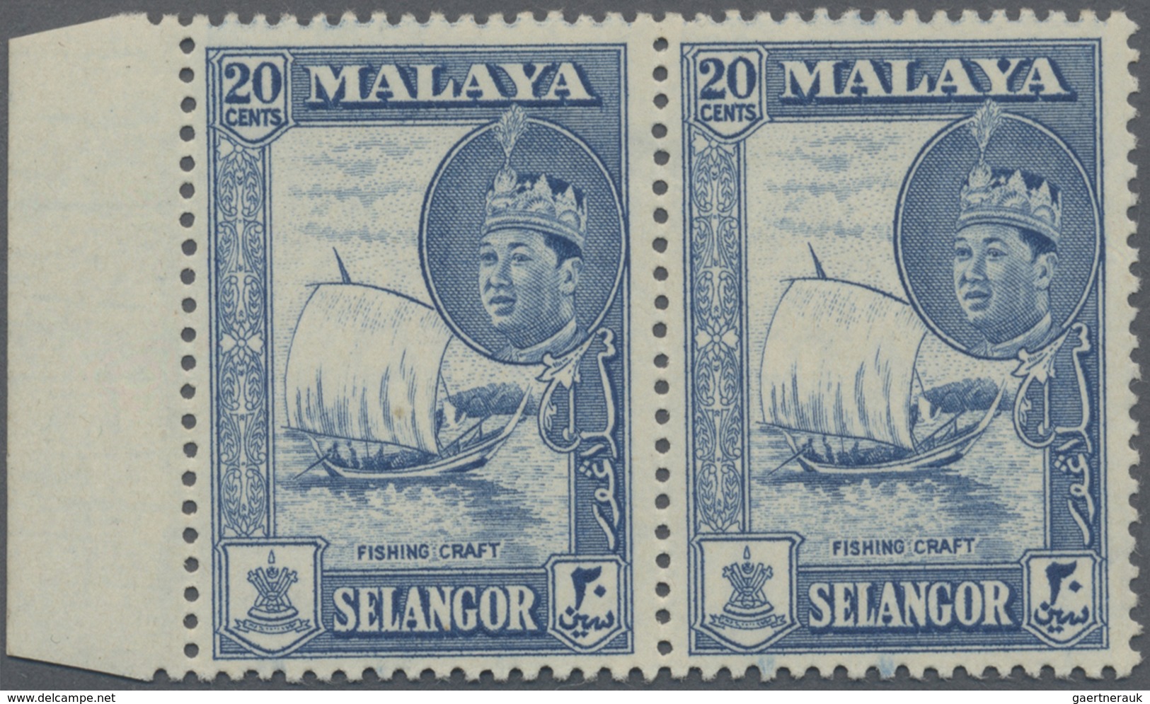 ** Malaiische Staaten - Selangor: 1961, Sultan Salahuddin Abdul Aziz Pictorial Definitive 20c. Blue 'Fi - Selangor