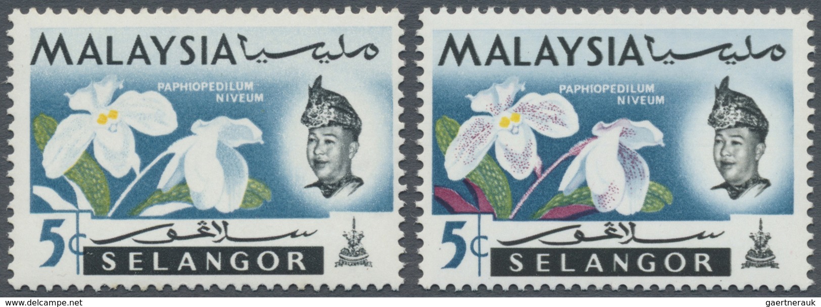 ** Malaiische Staaten - Selangor: 1965, Orchids 5c. 'Paphiopedilum Niveum' With RED OMITTED (leaves Etc - Selangor