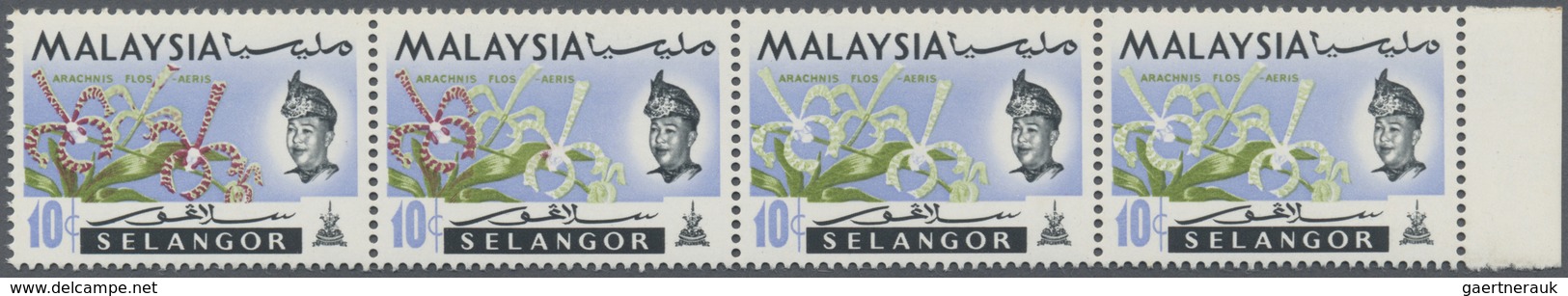 ** Malaiische Staaten - Selangor: 1965, Orchids 10c. 'Arachnanthe Moschifera' Horiz. Strip Of Four From - Selangor