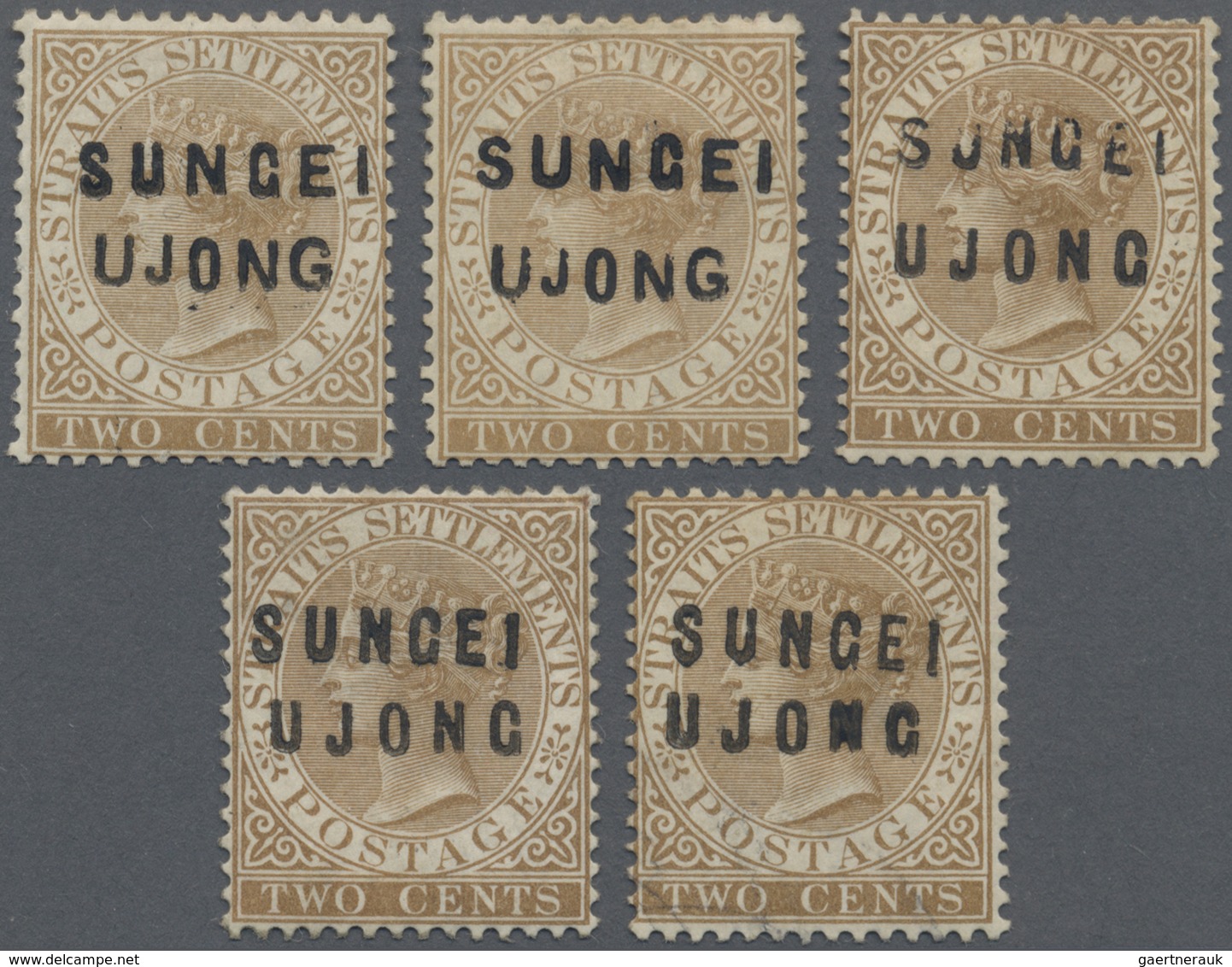 */(*) Malaiische Staaten - Sungei Ujong: 1881 Four Singles 2c. Brown, Wmk Crown CC, With Different "SUNGEI - Andere & Zonder Classificatie