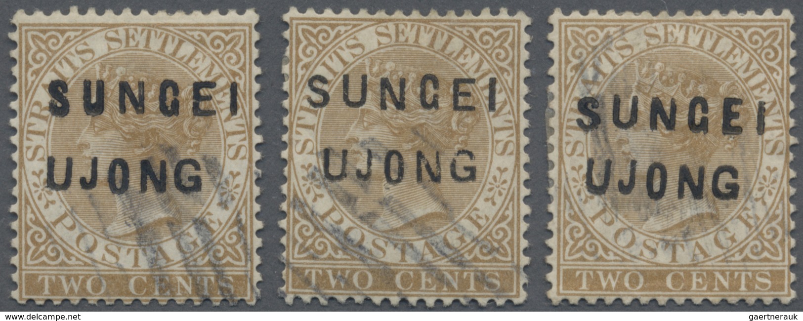 O Malaiische Staaten - Sungei Ujong: 1881 Three Different Overprints On 2c. Brown, Wmk Crown CC, With - Andere & Zonder Classificatie