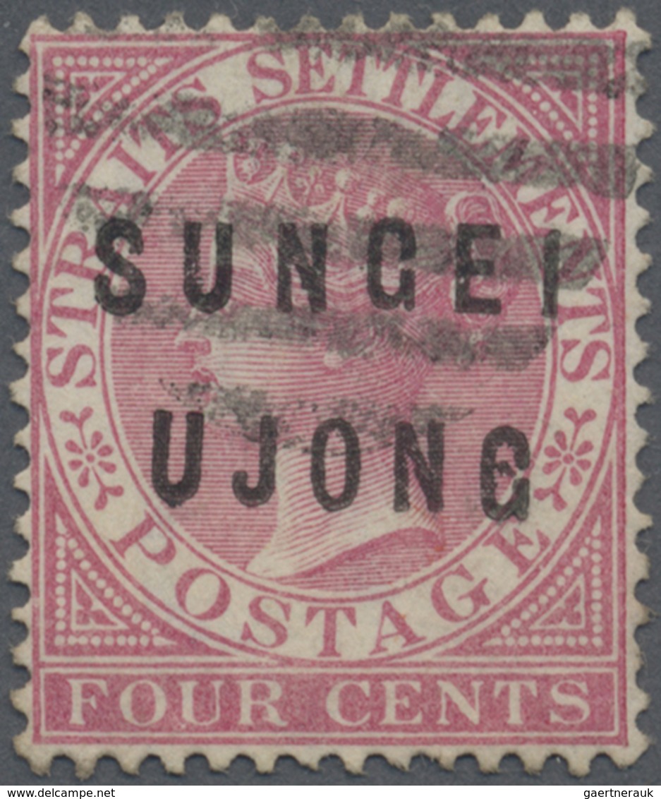 O Malaiische Staaten - Sungei Ujong: 1882-84 Straits Settlements 4c. Rose, Wmk Crown CC, Overprinted " - Other & Unclassified