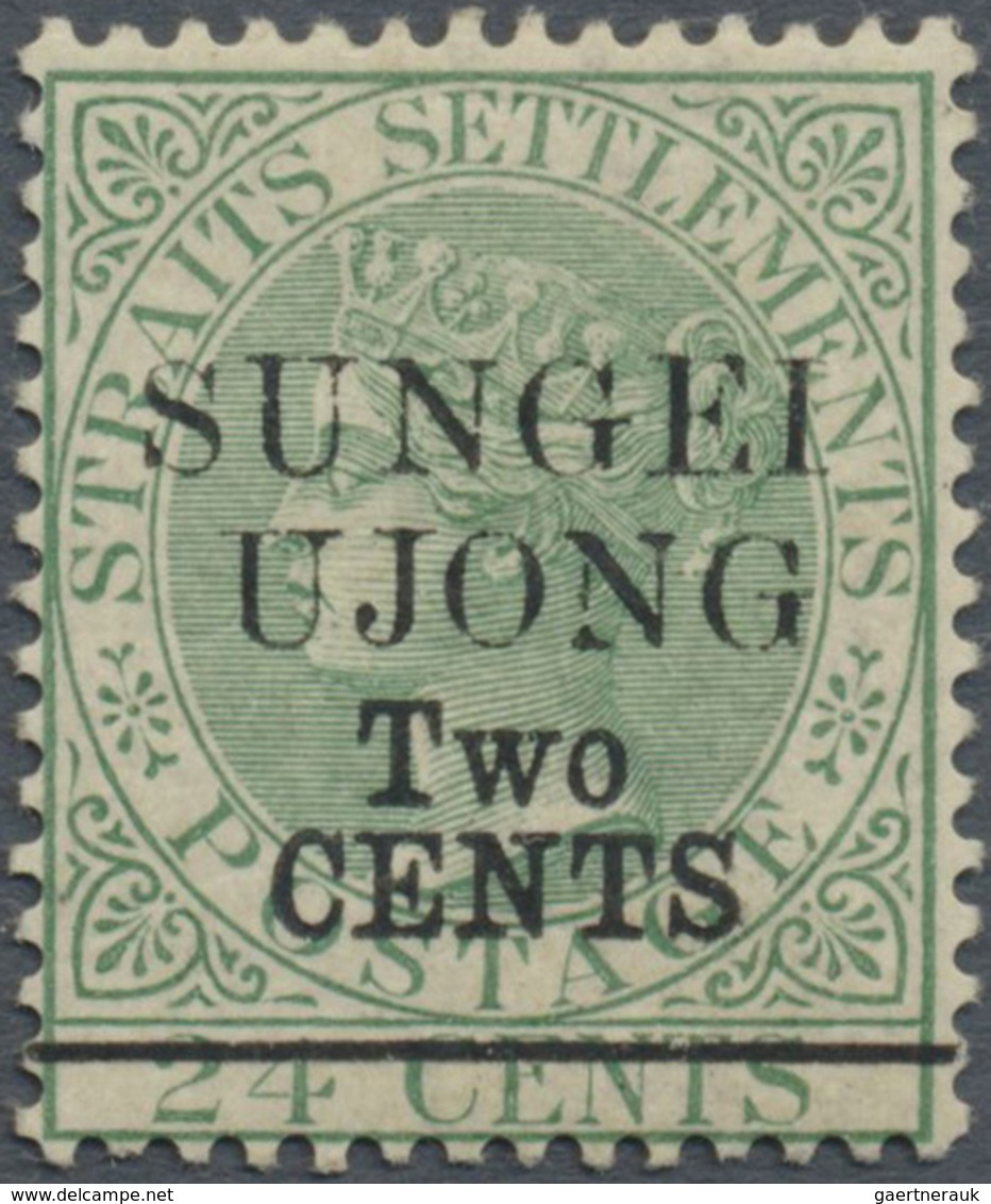 * Malaiische Staaten - Sungei Ujong: 1891 QV 2c. On 24c. Green, WATERMARK INVERTED, Additionally Overp - Andere & Zonder Classificatie