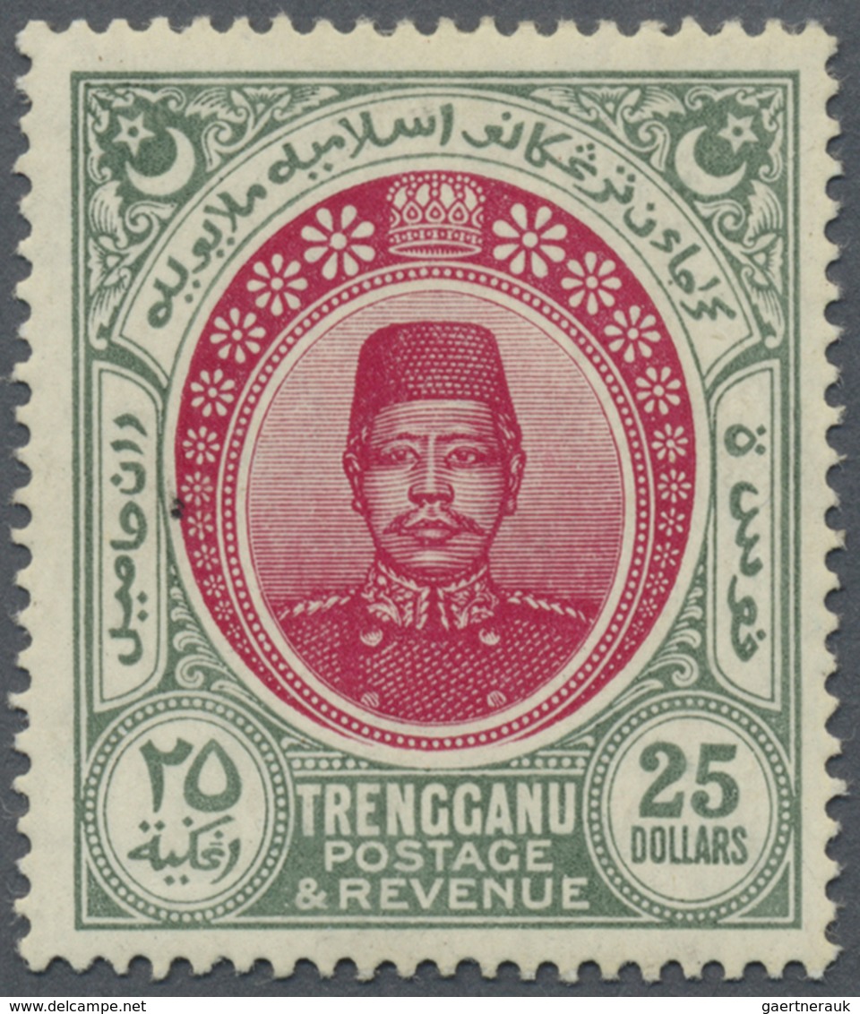 * Malaiische Staaten - Trengganu: 1912, Sultan Zain Ul Ab Din $25 Rose-carmine/green Mint Lightly Hing - Trengganu