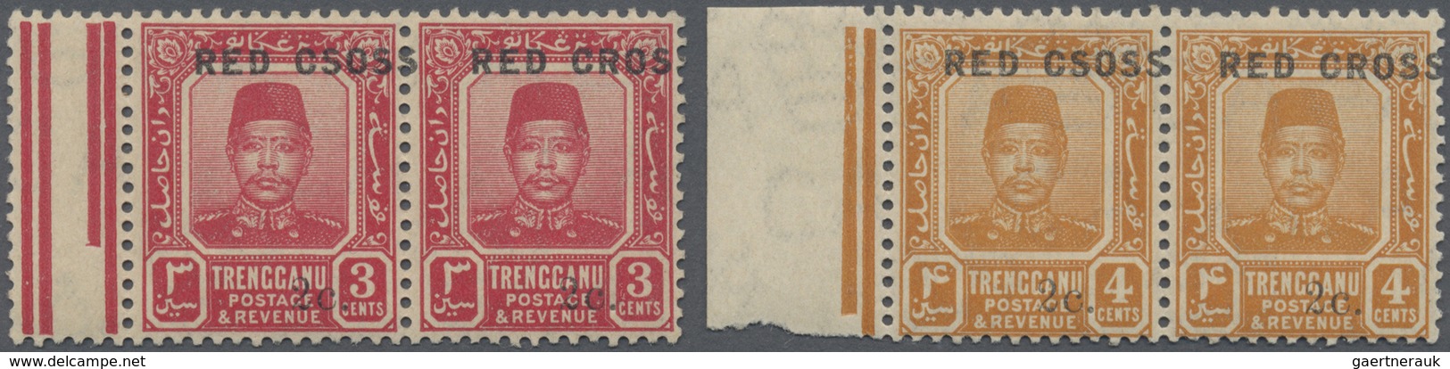 */** Malaiische Staaten - Trengganu: 1917, RED CROSS: Sultan Zain Ul Ab Din 3c. Carmine-red And 4c. Orang - Trengganu