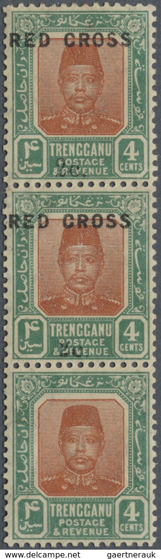 * Malaiische Staaten - Trengganu: 1918, RED CROSS: Sultan Zain Ul Ab Din 4c. Red-brown/green Vertical - Trengganu