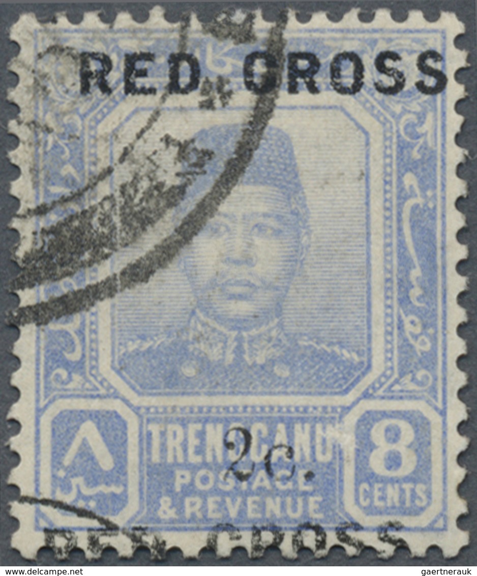 O Malaiische Staaten - Trengganu: 1917, RED CROSS: Sultan Zain Ul Ab Din 8c. Ultramarine With Opt. Var - Trengganu